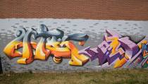 Nieuwe graffiti-kunstwerken op Seinpaal-muur