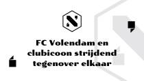 FC Volendam en clubicoon strijdend tegenover elkaar